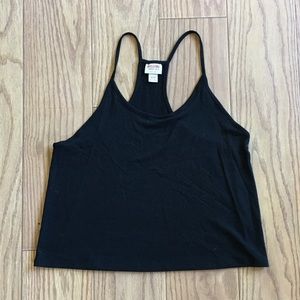 Black Cropped Racer Back Tank
